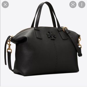 Tory Burch McGraw slouchy satchel and matching wallet black barely used!